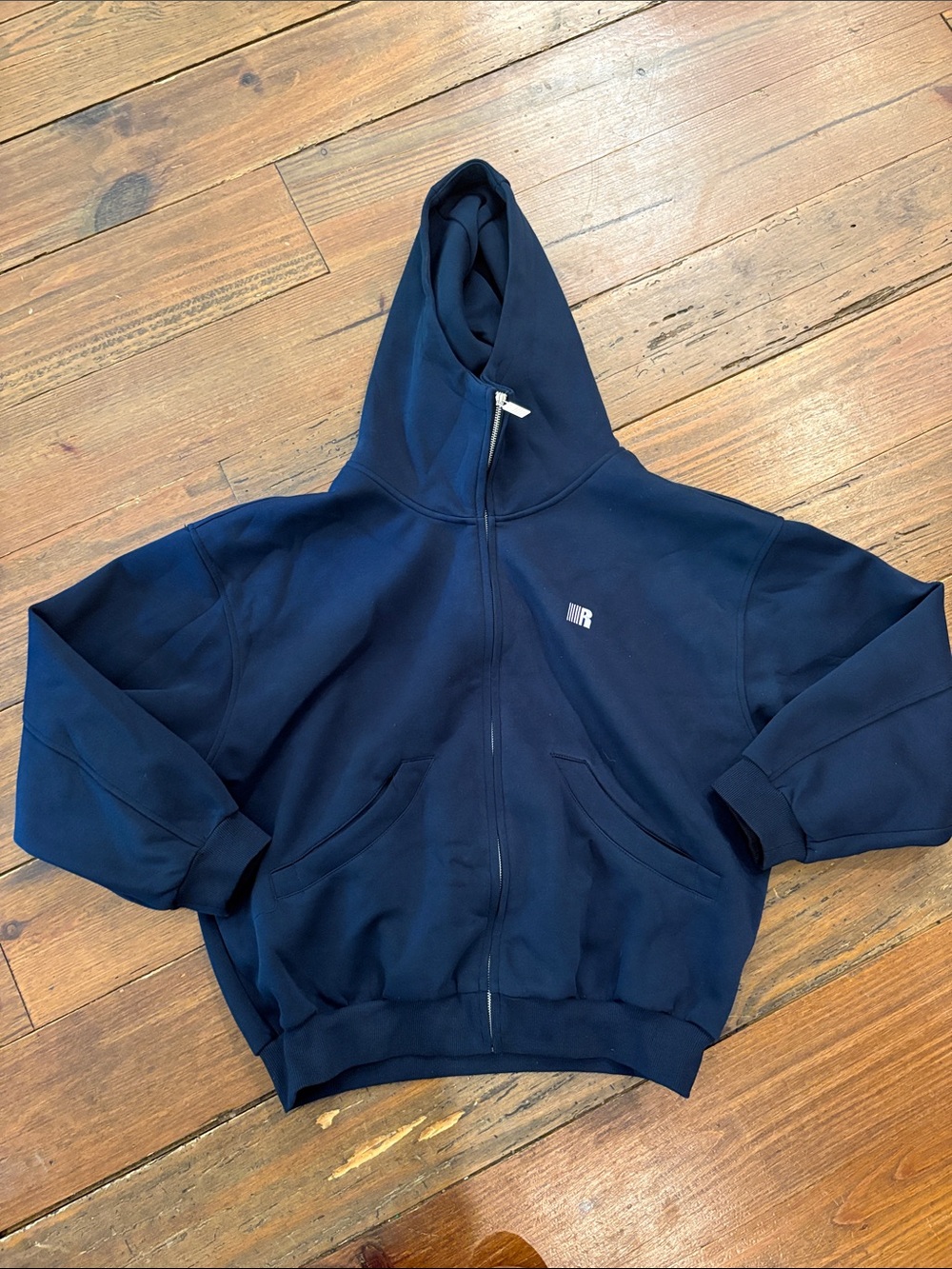 Men's Navy Full-Zip Hoodie with Small Chest Logo